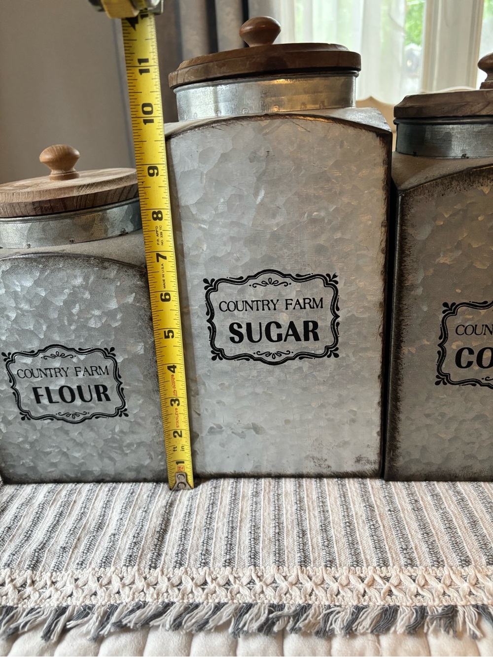 Farm House Galvanized Canister Set with Wood Lids - Silver